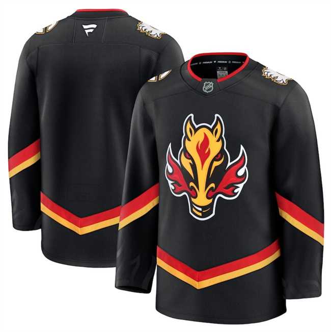 Mens Calgary Flames Blank Black 2024-25 Alternate Stitched Hockey Jersey Dzhi